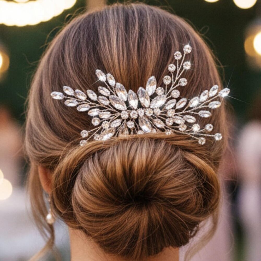 Crystal Bridal Hair Comb Silver Rhinestone Wedding Hair Piece Prom Hair Accessor